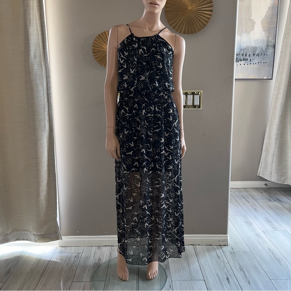 Chic Black and White Patterned Maxi Dress